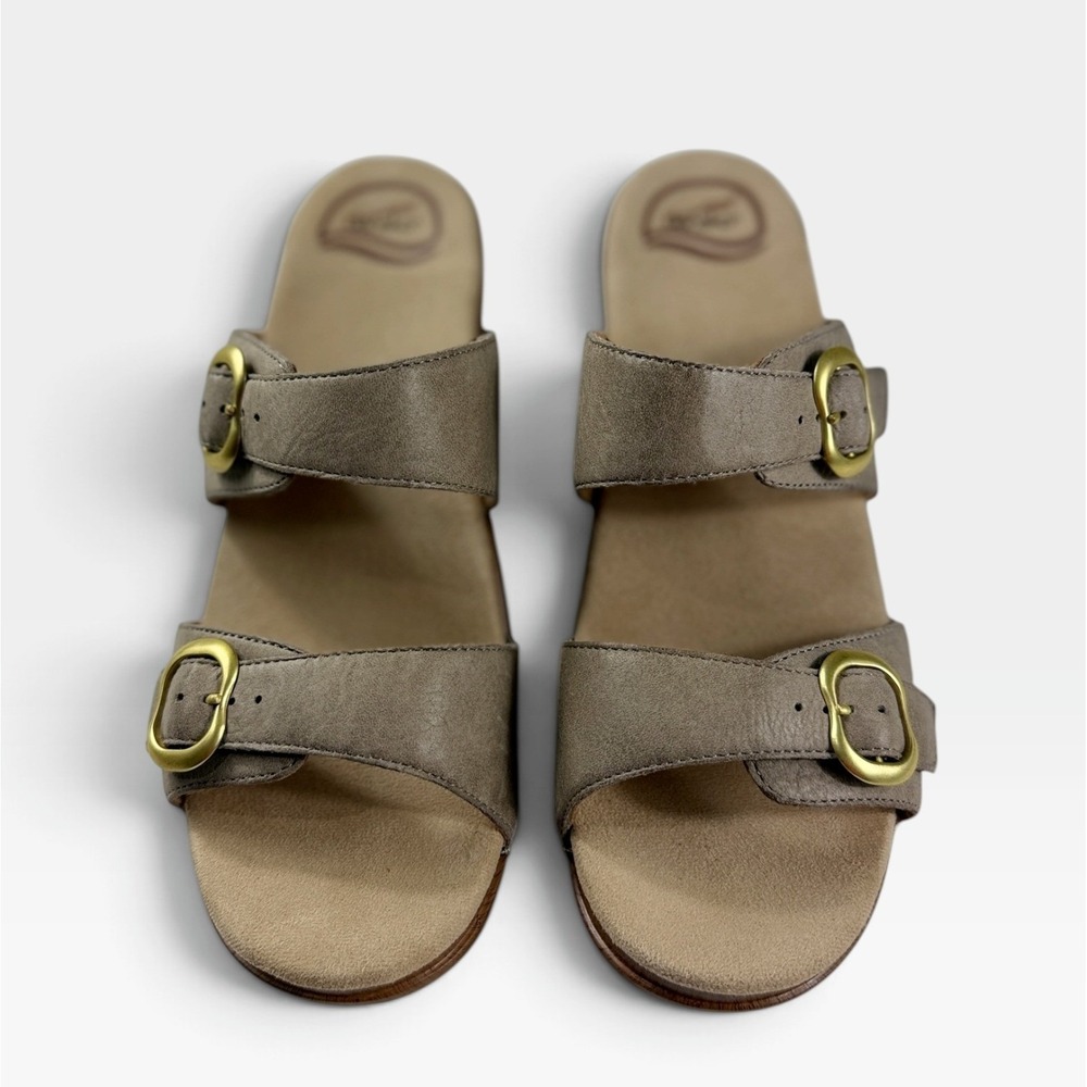 Dansko Sophie Sandal Clog Womens 42 Sand Dollar Leather Buckle Wedge Excellent
